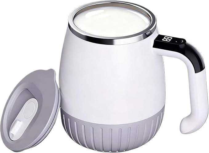 Self Stirring Coffee Mug - Mixing Blending Tumbler with Lid | Automatic Magnetic Stirring Coffee Cup for Milk Tea Beverage Chocolate Cafe Kitchen Desk Camping Travel