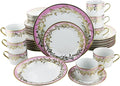 Three Star Pink And Gold Floral Patterned 40 Piece Dinnerware Set YL7610