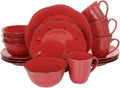 Rustic Birch Stoneware Dinnerware Set Red - 16 Piece