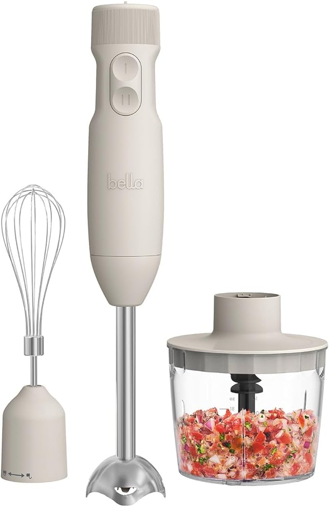 Immersion Hand Blender System with Multiple Attachments 500W Variable Speed Motor Detachable Stainless Steel Blending Arm Whisk Attachment Chopper Bowl Measuring Beaker Ergonomic Grip for Soups