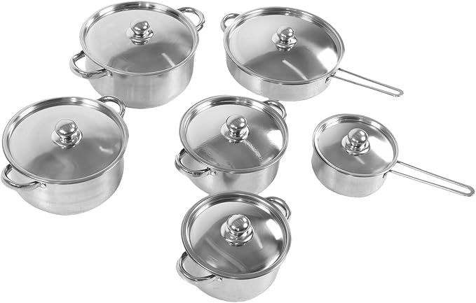 Six piece cookware set with glass lid wide mouth design includes a frying pan saucepan and milk pot suitable for induction cooktops