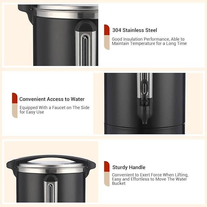 GarveeHome 120 Cups Coffee Urn18 L/4.8 gal Double Wall Commerical Coffee Maker for Buffet Catering Wedding GatheringLarge Capacity Hot Coffee DispenserStainless Steel Hot Water Urn