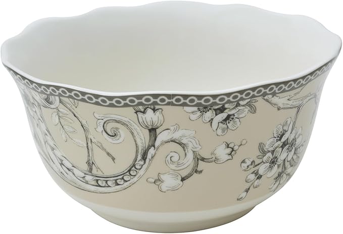 222 Fifth Adelaide 16-Piece Traditional Antique White Porcelain Dinnerware Set – Service for 4 Romantic Bird &amp Floral Design Everyday Big Dinner Plates and Bowls Sets Microwave &amp Dishwasher