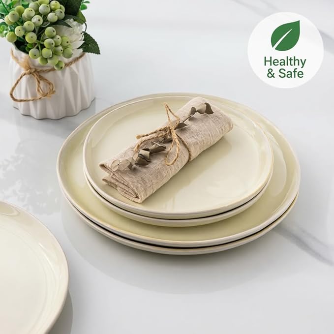 AmorArc Ceramic Dinnerware SetsHandmade Reactive Glaze Stoneware Plates and Bowls SetsHighly Scratch Resistant | Dishwasher &amp Microwave Safe Dishes SetService for 6 (18pc)