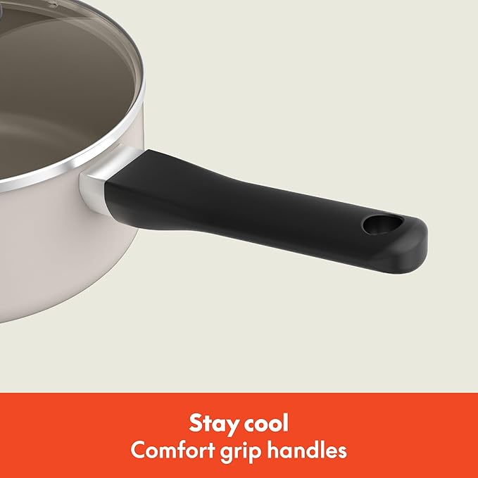 bella 21 Piece Kitchen Set with EverGood™ Ceramic Nonstick Coating Dishwasher &amp Oven Safe All Stovetops Compatible Tempered Glass Lids &amp Cool Touch Handles Oatmilk