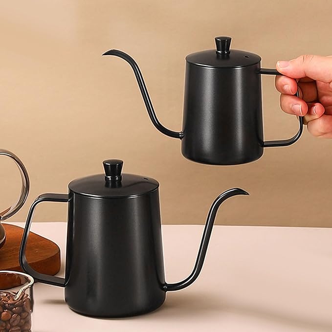 Pour Over Coffee KettleLong Narrow SpoutCoffee CarafeGoose Neck KettleStainless Steel Tea KettleStovetop Portable Water Bottle 12OZ