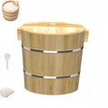 Wooden Rice Barrel Rice Steaming Barrel Rice Mixing Barrel Wooden Storage Barrel Rice Cooking Barrel with Lid for Home Restaurant(33 * 30 * 28cm)