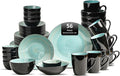 Stoneware Sonoma 56pc Dinnerware Set Black + Speckled Spin Wash Turquoise