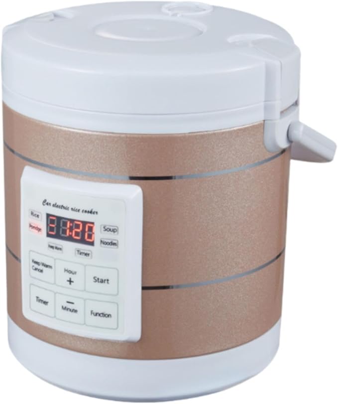 Car Multicooker Car Electrical Appliance Space Saving Easy to Use Noodle Cooker Food Heater for Trucks Camping 1 to 2 People Gold