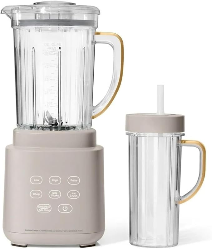 PowerExact Blender 700W with PrecisionSense Auto-Adjust Dual Jar System 4 Preset Programs Dishwasher Safe Parts (Porcini Taupe)