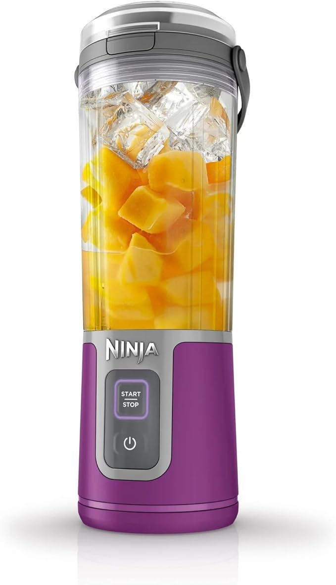 Ninja Blast 16 oz. Personal Portable Blender with Leak Proof Lid and Easy Sip Spout Perfect for Smoothies Cordless USB-C Rechargeable Dishwasher Safe Parts (Renewed) (Passion Fruit Purple)