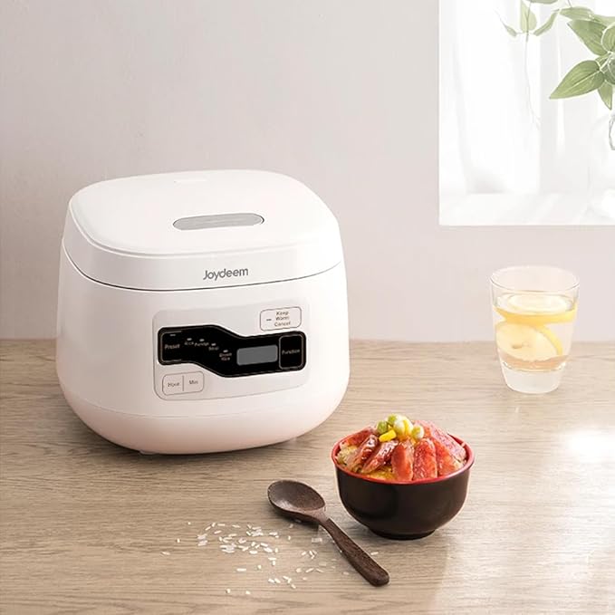 Joydeem Ceramic Rice Cooker FD20S-W 4 Cups Uncooked Rice Cookers with Pure Ceramic Inner Pot 24h Dealy Start 2L White