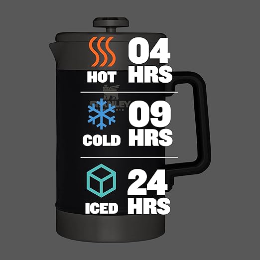 STANLEY Classic Stay-Hot French Press Coffee Maker 48 oz | 5 Minute Brew 4 Hours Hot | Mesh Filter for Coffee Grounds | Insulated Stainless Steel French Press | BPA-Free | Matte Black
