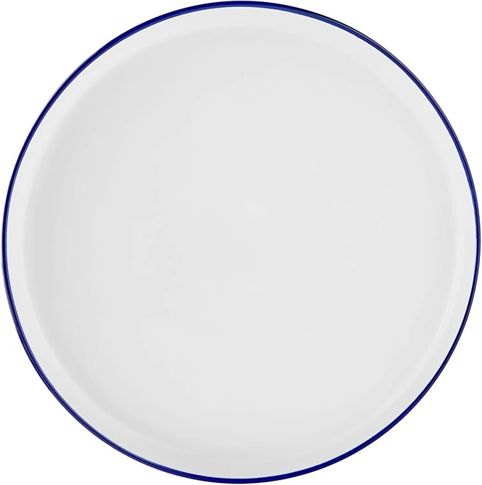 12-Piece Blue Rim Stoneware Dinnerware Set – Durable Tableware for Family Meals &amp Gatherings