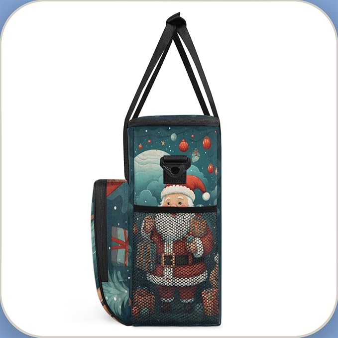 Colorful Santa Claus Coffee Maker Carrying Bag Bright Santa Claus Travel Storage Bag Compatible with K-Mini or K-Mini Plus Single Serve Coffee Brewer Carrying Case with Pockets &amp Shoulder Strap