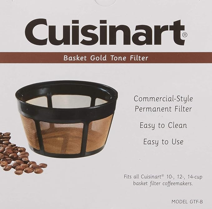 Cuisinart Coffee Maker 14-Cup Glass Carafe Fully Automatic for Brew Strength Control &amp 1-4 Cup Setting Stainless Steel DCC-3200P1 &amp GTF-B Gold Tone Coffee Filter Basket Burr Mill