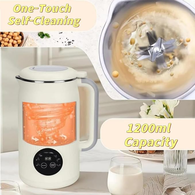8 in 1 multifunctional nut milk machinethe perfect pour drink makerUpgraded Nutmilk Maker BlenderAutomatic Soybean Juice Machines with Timer Self-Cleaning and Keep-Warm (White)