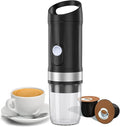 Portable Electric Espresso Coffee Machine Wireless Hot &amp Cold Brew 250ml Mini Single Serve Coffee Machine with 3 in 1 Coffee Powder DG Capsule 20 Pump Pressure (Black)