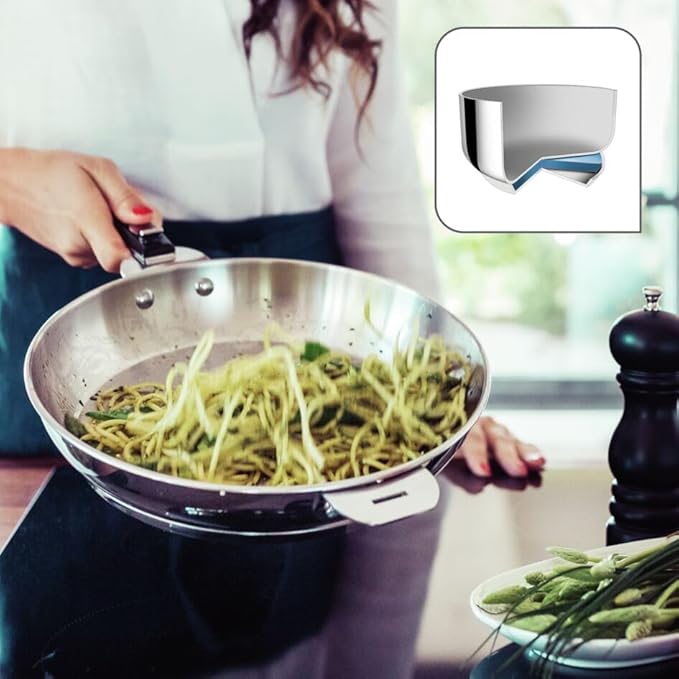 Lagostina Salvaspazio 3 Stainless Steel Saucepans 18/10 + Removable Black Handle 4 Pieces Induction Gas and Oven Diameter 16 18 and 20 cm Stackable and Easy to Store 3 Layer Bottom