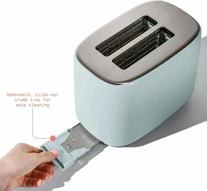 2 Slice Digital Toaster with Touch Control Panel Adjustable Toast Shade Settings Wide Bread Openings Bagel &amp Frozen Modes Removable Crumb Tray (Hydrangea Blue)