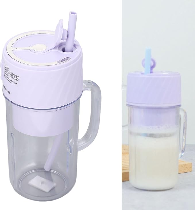 Portable Blender Size Blender for Shakes and Smoothies with Straw and Handle 10 Ultra Sharp Blades Multifunctional Electric USB Juicer Blender for Travel Picnic Office Violet
