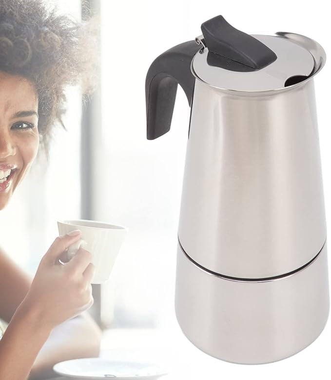 YOUTHINK Electric Coffe Maker Food Grade Portable Stainless Steel Pot Electric Coffee Percolator for Home and Outdoor Camping (100ml)