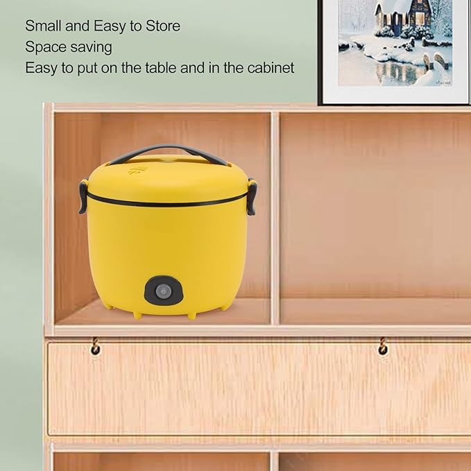 Rice Cooker 2L Non Stick 450W Small Portable Rice Cooker for 1-3 People One Key Operation Easy to Multifunction Travel Rice Maker for Grains Oats Oatmeal