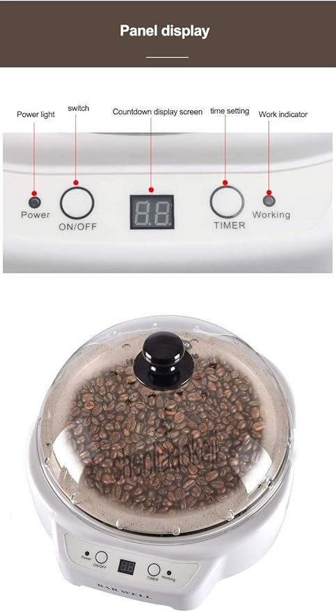 TOPCHANCES 500W Household Electric Small Coffee Bean Roasting Machine Peanut Baking Machine Coffee Bean Dryer Machine 220-240v (Grey)