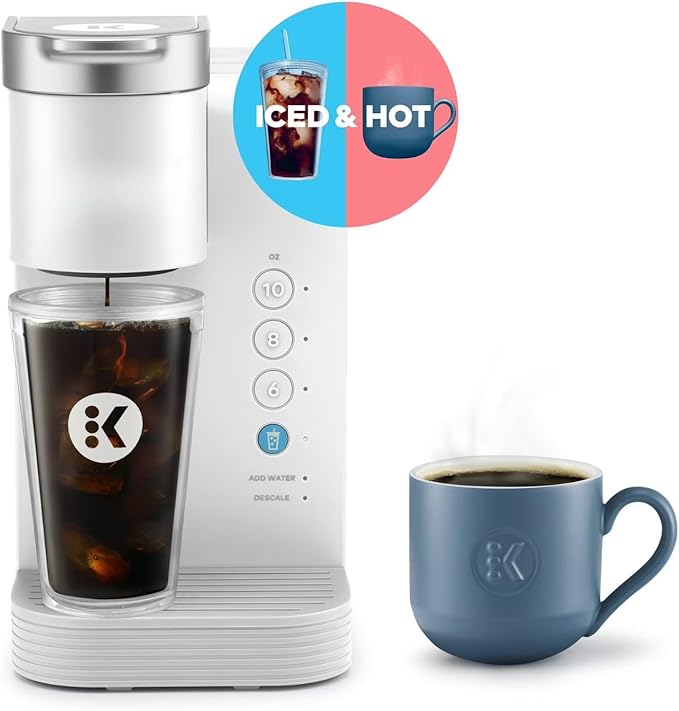 KeurigK -Express Essentials Plus Iced &amp Hot Single Serve Brewer Adjustable Temp Brew Over Ice Pods Compatible Coffee Maker