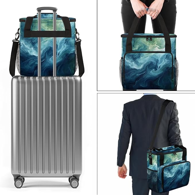 Abstract-marble (3) Coffee Maker Carrying Bag Portable Travel Storage Tote Bag Compatible with K-Mini or K-Mini Plus Single Serve Coffee Brewer Carrying Case with Multiple Pockets &amp Shoulder Str