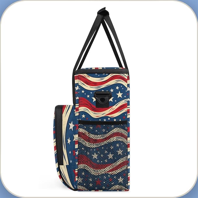 4th of JulyStripes Stars Coffee Maker Carrying Bag Travel Storage Bag Compatible with K-Mini or K-Mini Plus Single Serve Coffee Brewer Carrying Case with Multiple Pockets &amp Shoulder Strap