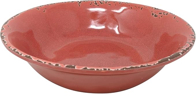 Gianna's Home 12 Piece Rustic Farmhouse Melamine Dinnerware Set Service for 4 (Red)