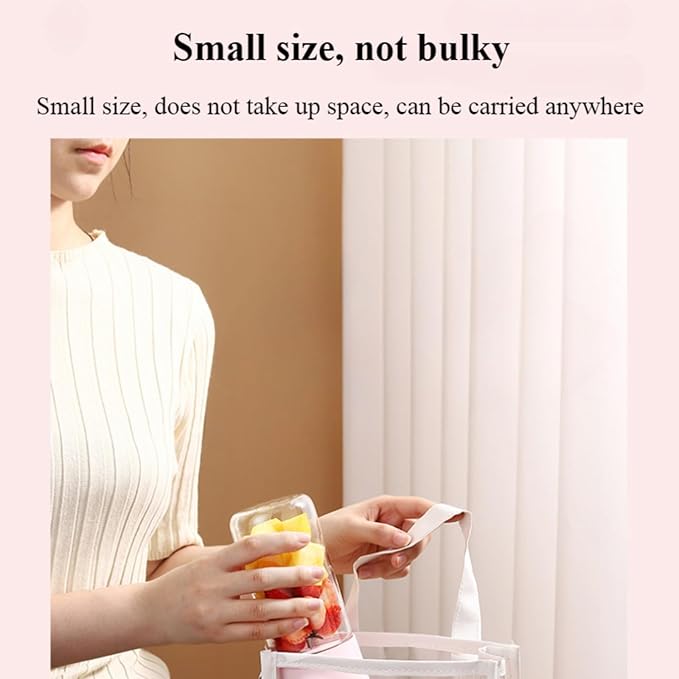 400ml glass juicer | 1500mAh long battery life 40s fresh juice | 304 steel blade with six blades for crushing ice | portable for home office and outdoor use (pink2)