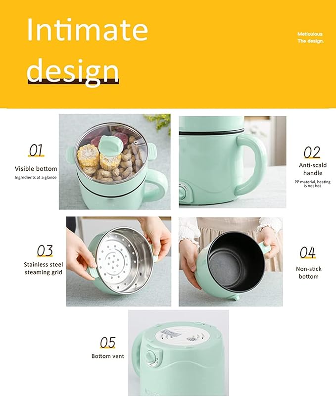 1.5L Multifunctional Rice Cooker Mini Electric Hot Pot For Home Or Student Dormitory Rice Cooking Noodle Cooking (White)