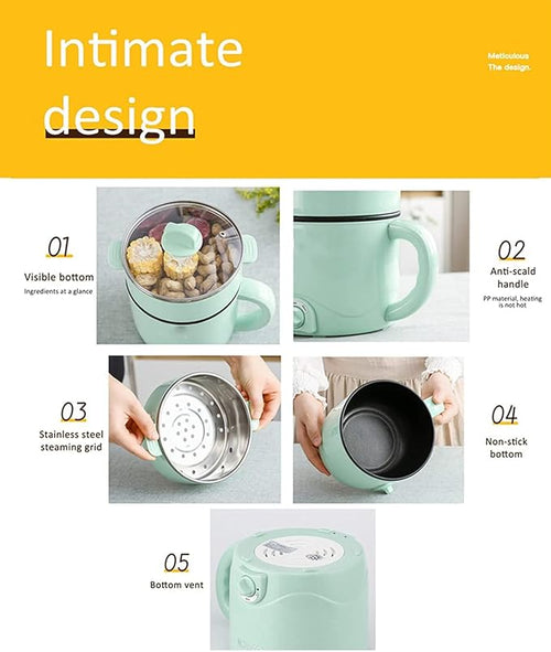 1.5L Multifunctional Rice Cooker Mini Electric Hot Pot For Home Or Student Dormitory Rice Cooking Noodle Cooking (Green)
