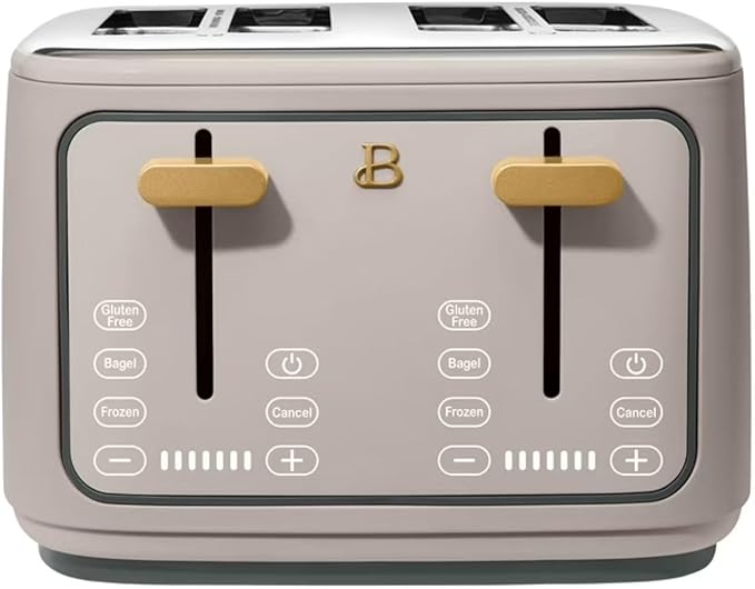 Four-slot Digital Touch Display Toaster with LED Countdown Extra Wide Self-Adjusting Slots Powerful Even Toasting (Porcini Taupe)