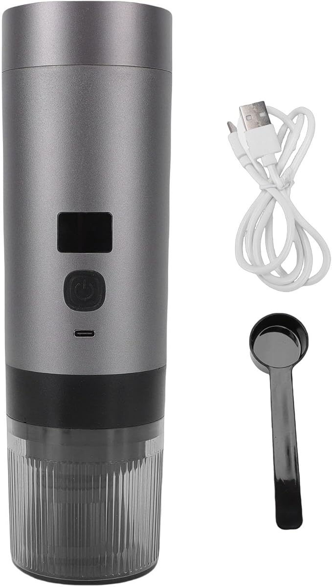 ZJchao Portable Coffee Maker 3 in 1 Design Fast Heating Digital Display Compact Coffee Machine for Travel Camping Office Use Lightweight ABS Stainless Steel PC Construction 24.3cm x