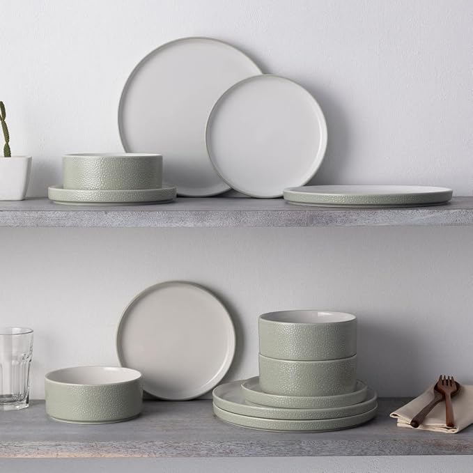 Noritake ColorTex Stone Sage 12-Piece Dinnerware Set Service for 4