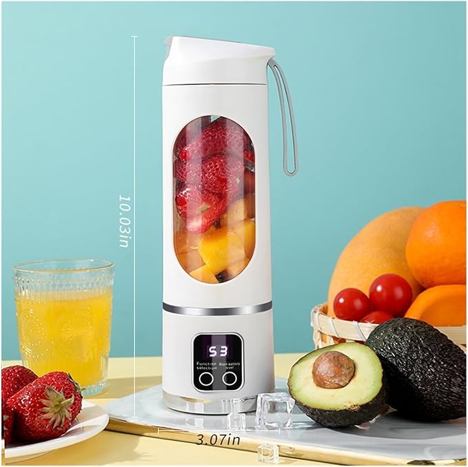 Portable USB Rechargeable Juicer Cup for Fresh Juice Mini Blender for Office Home Travel Smoothie Maker with Stainless Steel Blade(White)