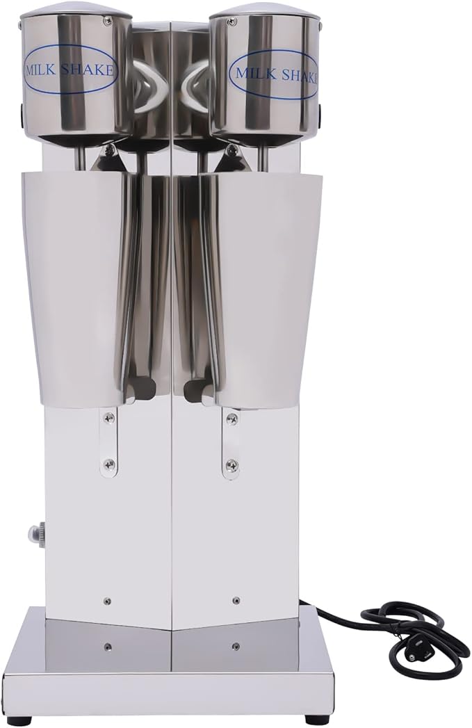 Milkshake Maker Commercial Stainless Steel Milk Shaking Machine With Double Head Drink Mixer 110V 180W Electric Milkshake Maker With 2Pcs 800ml Cups Household Milk Shaker For Making Drinks
