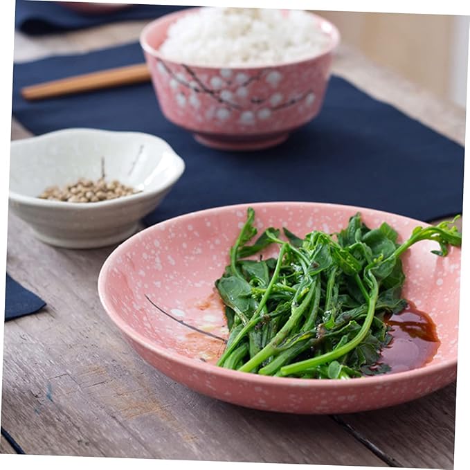 Pink Kitchen Japanese Style Delicate Dinnerware Set Home Tableware Smooth Surface Versatile for Rice Soup