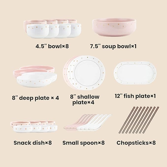 Dinnerware Sets - Luxury Gift Dishes Service Set 42 Pieces Simple Cereal Bowl and Steak Plate Set - Porcelain Dinnerware Set for Wedding Gifts and Family Gathering