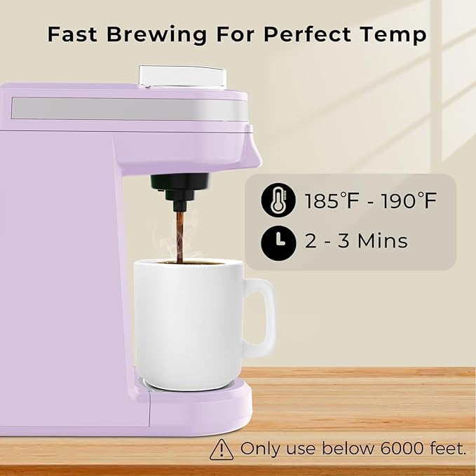 CHULUX Mini Coffee Maker for K Capsule Single Serve Coffee Maker for One Cup Americano Lightweight Pod Coffee Machine Lavender