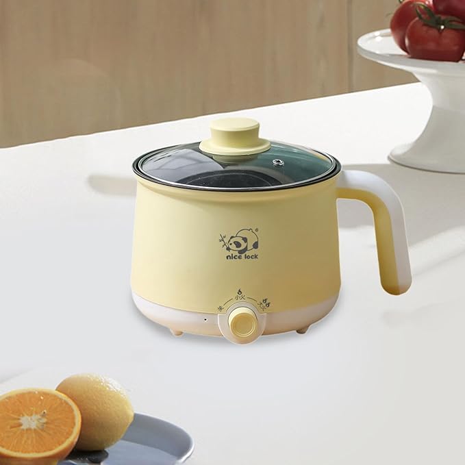 Electric Hot Pot Raman Cooker 2 Gear Nonstick Boil Dry Protection Electric Rice Cooker Noodles Cooker for Porridge Fry Eggs without steamer