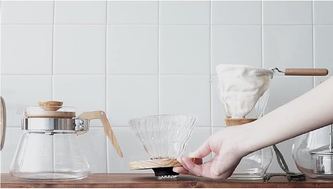 Hario VDGR-02-OV V60 Heat Resistant Glass Permeable Coffee Dripper Olive Wood 02 Coffee Drip For 1 to 4 Cups