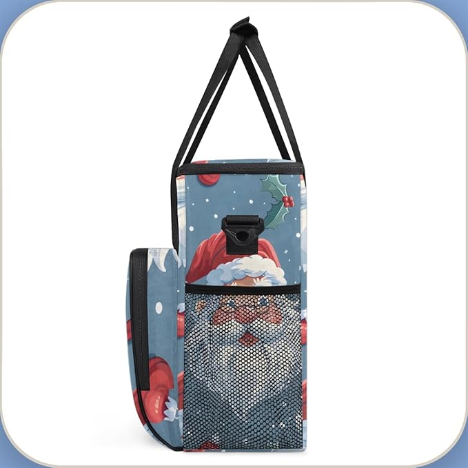 Cute Santa Claus Coffee Maker Carrying Bag Glitter Santa Claus Travel Storage Bag Compatible with K-Mini or K-Mini Plus Single Serve Coffee Brewer Carrying Case with Pockets &amp Shoulder Strap