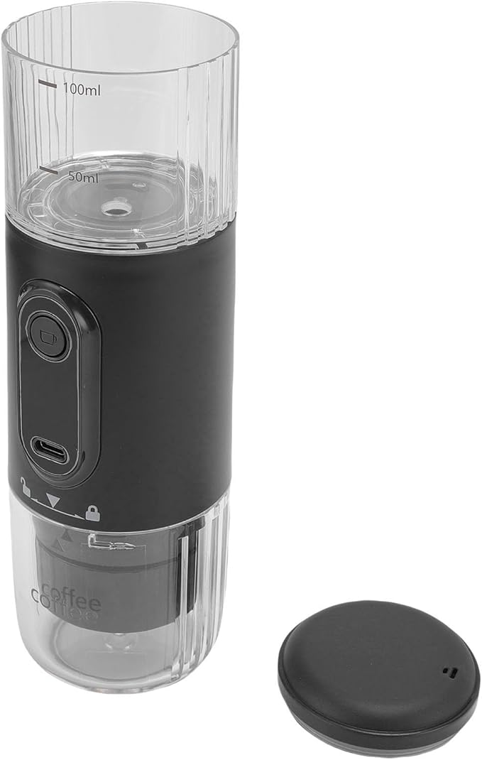 ciciglow Portable Electric Coffee Machine Cordless Handheld Coffee Machine for Camping Travel Outdoor Car Hiking Support Ground and Capsule Compact and Lightweight (Black)