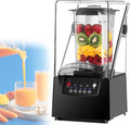 Commercial Blender 2200W with Soundproof Cover - 2L Large Capacity Quiet Professional Blender 5 Preset Speeds 17000 RPM Ice Crushing for Crushing Smoothies and Milkshakes