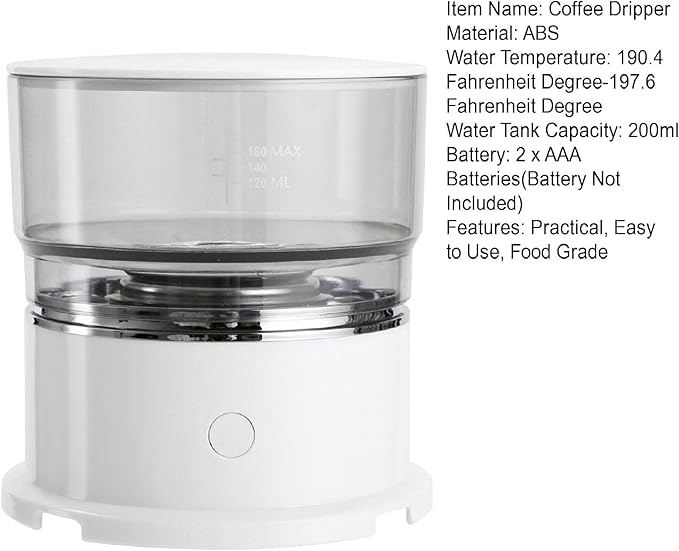 Coffee Maker with Stainless Steel Filter with Precise Temperature Control Heat Resistant Compact Lightweight Travel Coffee Dripper BrewerPortable Coffee Maker for Home Cafe Office White