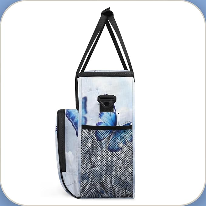 Flowers Butterfly Coffee Maker Carrying Bag Dreamy Butterfly Travel Storage Bag Compatible with K-Mini or K-Mini Plus Single Serve Coffee Brewer Carrying Case with Multiple Pockets &amp Shoulder St